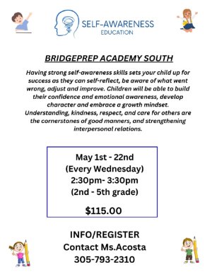 2nd - 5th Grade Parents, Join our Self Awareness After School Program taking place from May 1st - 22nd!